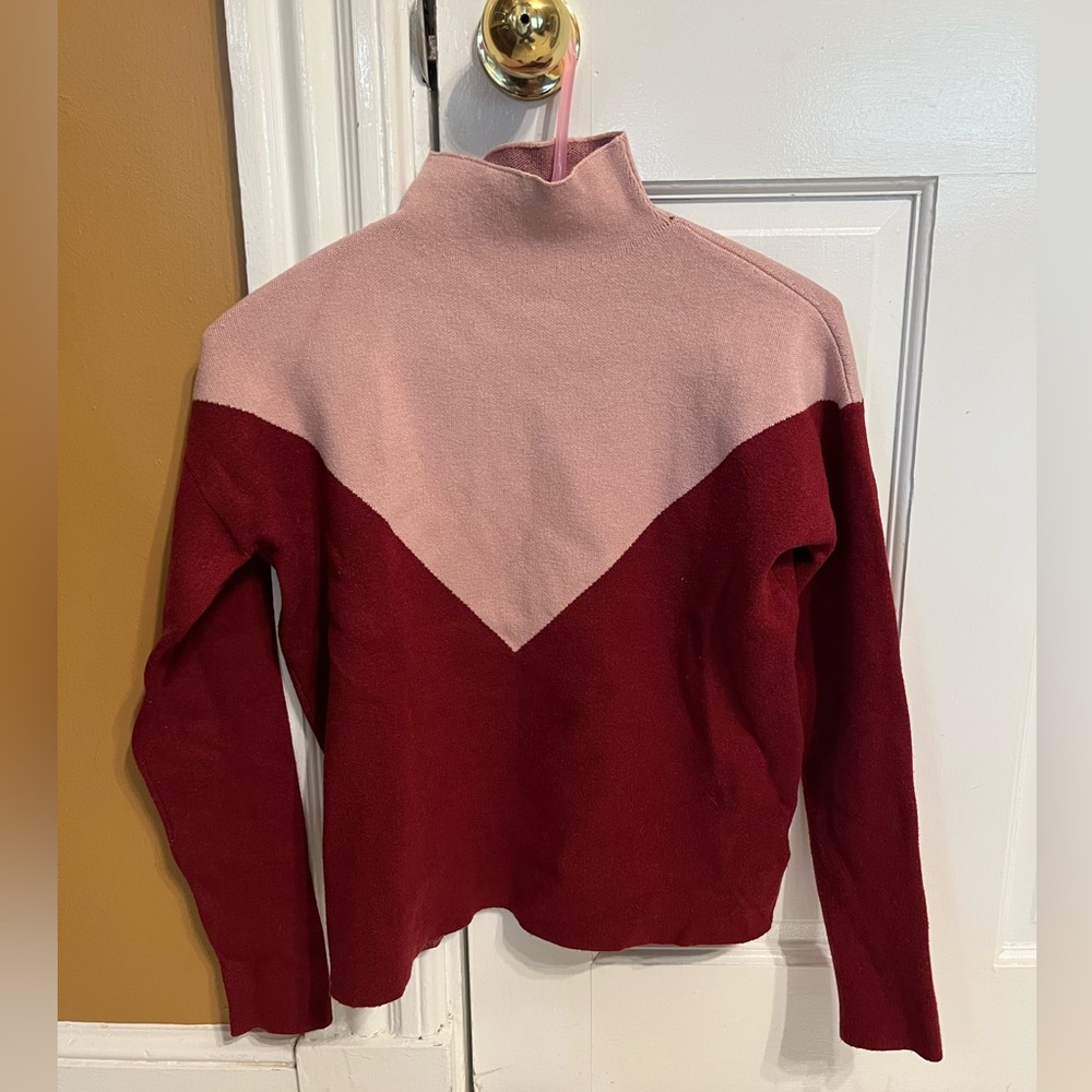 *DONATED 4/1* Cynthia Rowley geometric colorblock mock neck sweater, XS